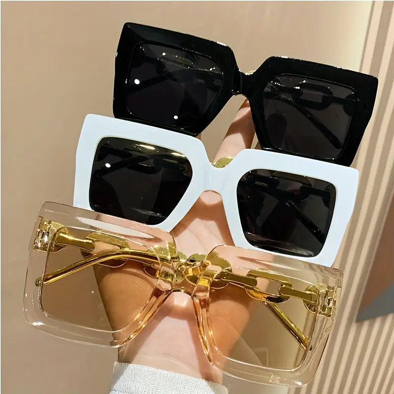 3pcs Large Square Fashion Sunglasses For Women Men Summer Candy Color Sun Shades For Party Beach Travel