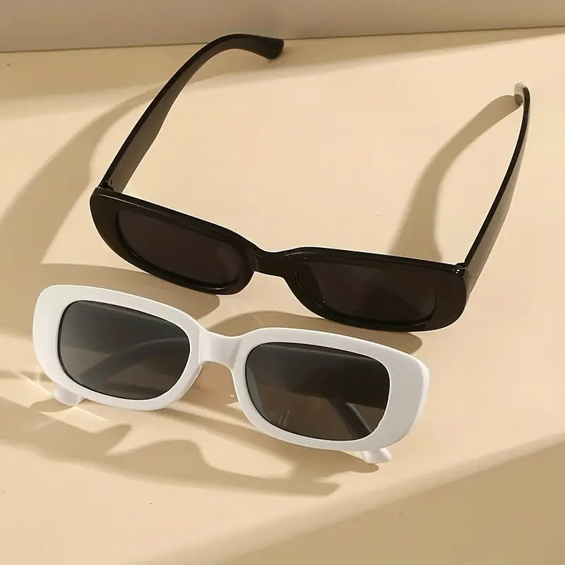 2 Pairs Rectangle Fashion Sunglasses For Women Men Punk Anti Glare Sun Shades For Summer Beach Party