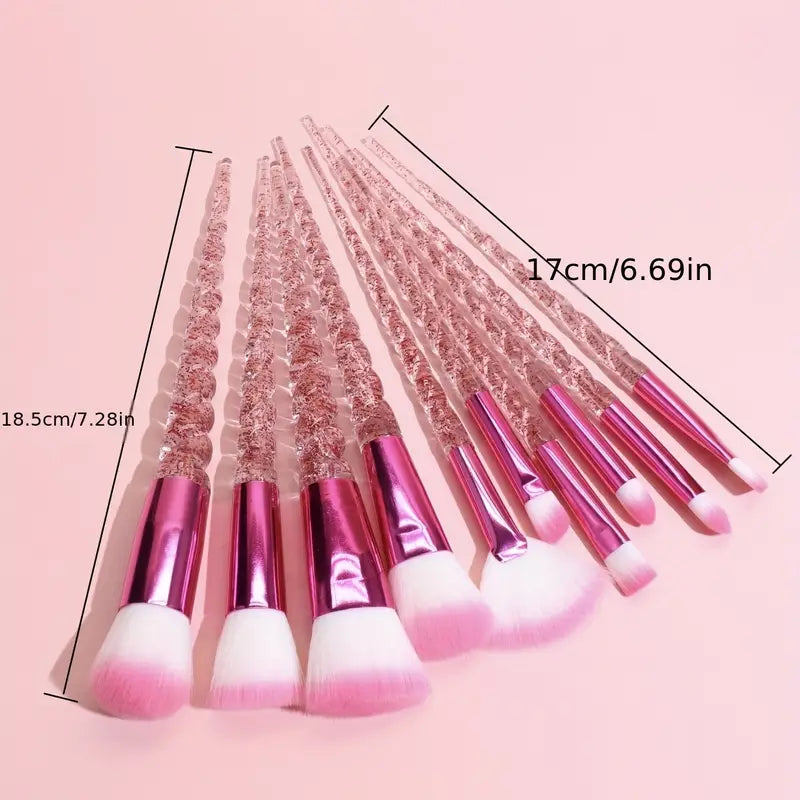 Makeup Brush Set 10 PCS Stylish Glitter Handle Makeup Brushes Professional Face Powder Foundation Blending Blush Eye Shadow Eyeliner Lip Cosmetic Brush