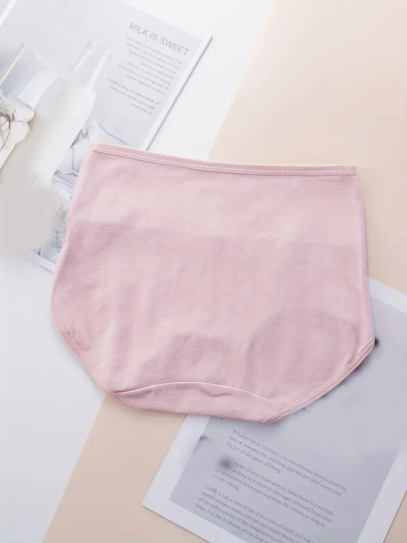 4pcs Solid Soft Briefs, Comfy High Waist Intimates Panties, Women's Lingerie & Underwear