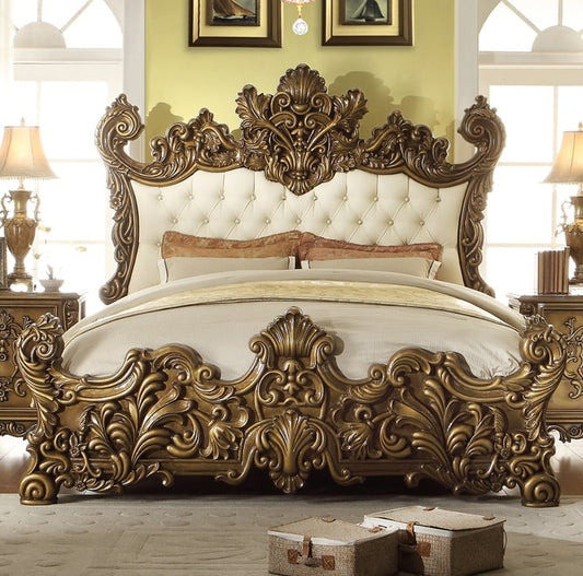 California King Bed in Metallic Antique Gold and Perfect Brown