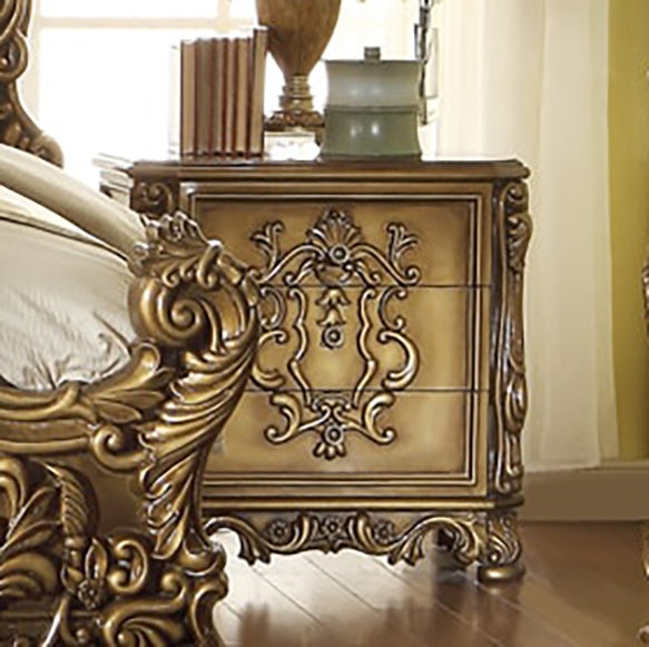 Nightstand in Metallic Antique Gold and Perfect Brown