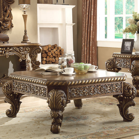 Coffee Table in Metallic Antique Gold and Perfect Brown