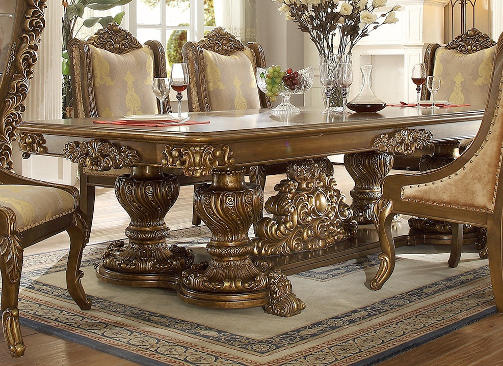 Dining Table in Metallic Antique Gold and Perfect Brown