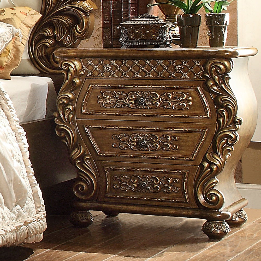 Nightstand in Metallic Antique Gold / Perfect Brown