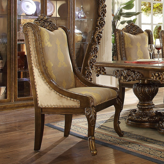 Side Chair in Metallic Antique Gold and Perfect Brown