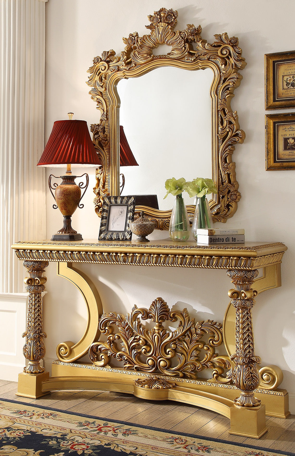 Console Table in Metallic Bright Gold