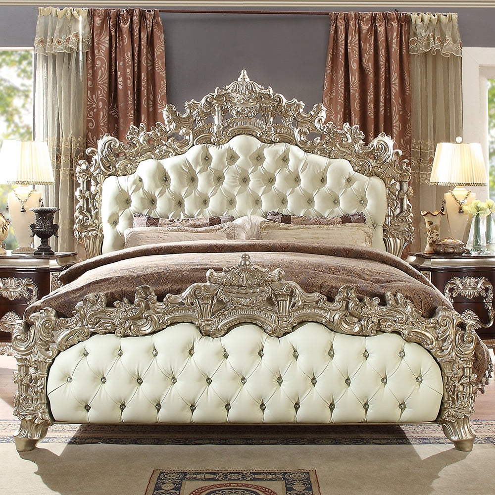 California King Bed in Metallic Silver