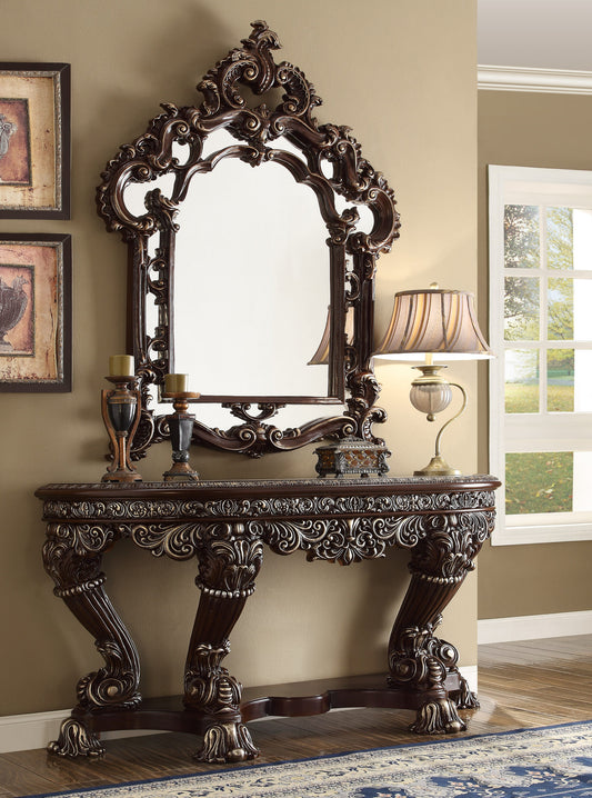 Console Table in Metallic Silver Finish