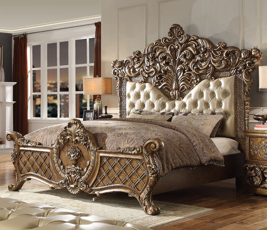 California King Bed in Metallic Antique Gold and Perfect Brown