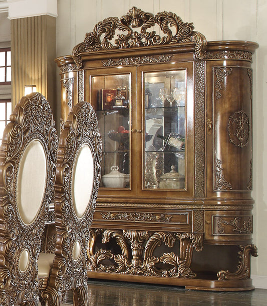 China Cabinets in Metallic Antique Gold and Perfect Brown