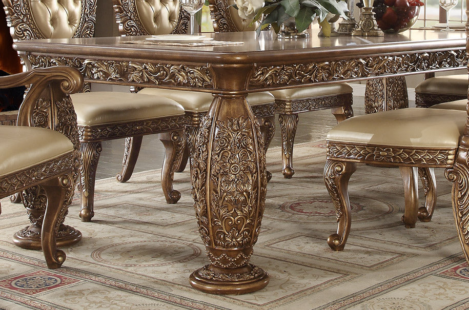 Dining Table in Metallic Antique Gold and Perfect Brown