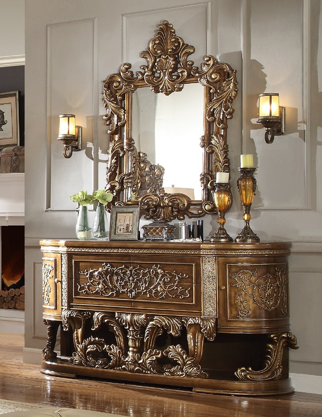 Dresser in Metallic Antique Gold and Perfect Brown