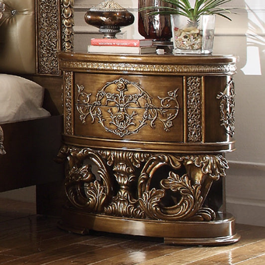 Nightstand in Metallic Antique Gold and Perfect Brown