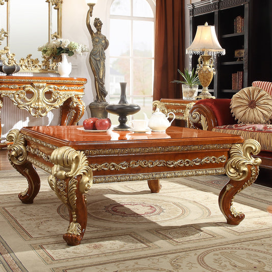 Coffee Table in Met Bright Gld and Med Glden Tan