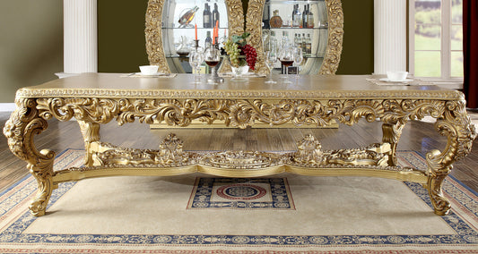 Dining Room Rectangle Table Metallic Gold