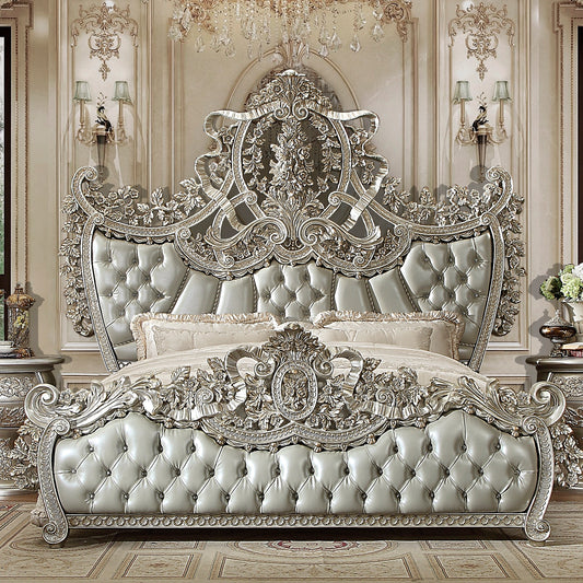 California King Bed in Metallic Silver