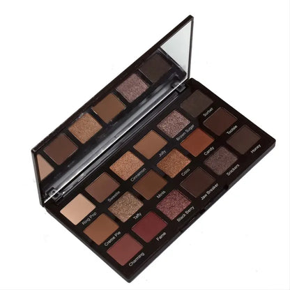 Exotic Desert Dusk Eyeshadow Palette: 18 Versatile Brown-Tones, Highly Pigmented and Waterproof Matte & Glitter Shades for Glamorous Day to Night Transition