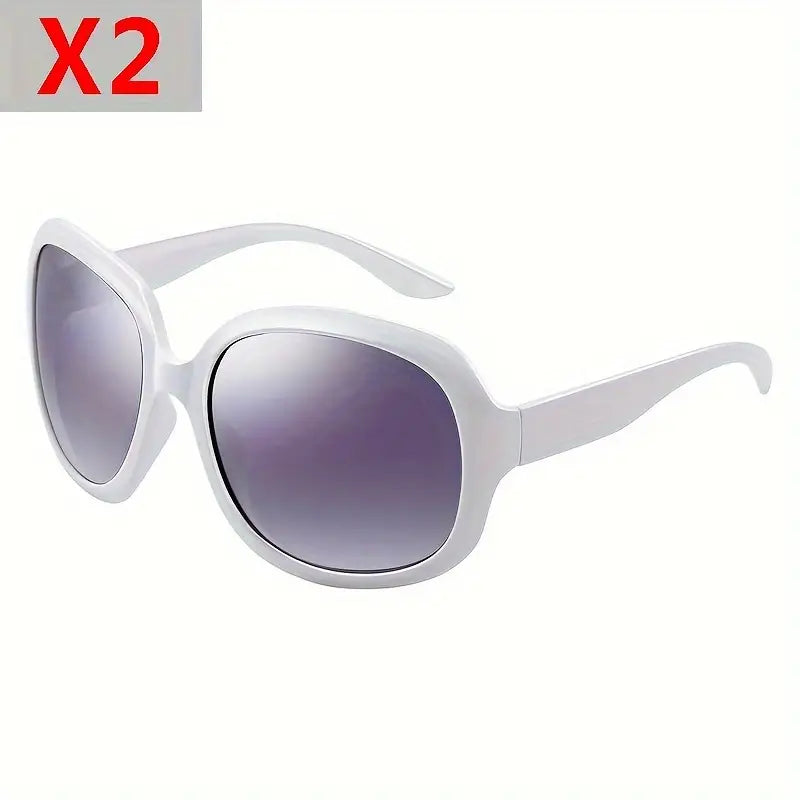 2/3/4 Pcs Fashion Oversized Round Sunglasses With Plastic Frame, UV Protection Outdoor Fishing Traveling Glasses