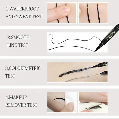 Waterproof, 2-in-1 Winged Eyeliner Stamp - Smudge-Proof & Long-Wearing for Perfect Cat Eye & Vamp Black Look, Alcohol-Free Liquid Formula, Delivers Quick Flick & Flawless Application