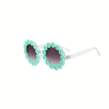 Daisy Decor Round Frame Sunglasses For Women Men Gradient Lens Clear Frame Glasses Photo Prop Eyewear