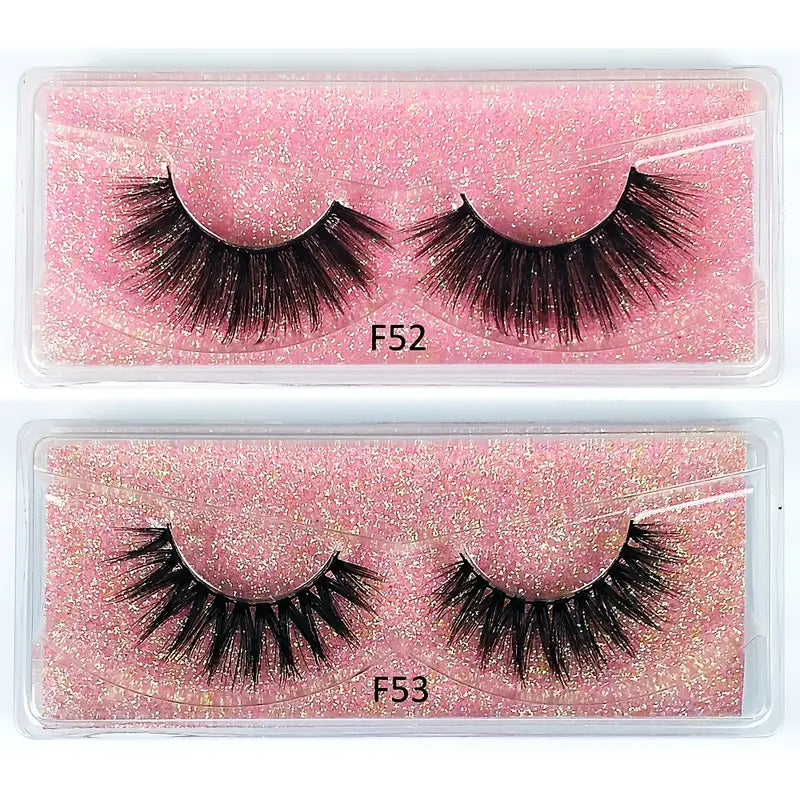 50 pairs Fluffy 3D Mink Lashes - Natural Look False Eyelashes for a Thick and Voluminous Look - Perfect Valentine's Day or Birthday Gift for Her