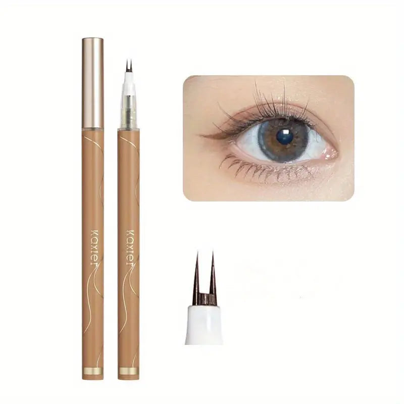 1pc Double Tip Lower Eyelash Pencil, Ultra-Fine Liquid Eyeliner, Long Lasting Quick-Drying Split Fork Eyeliner Pen