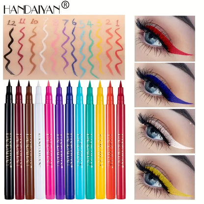 12 Colors Matte Liquid Eyeliner Set Rainbow Colorful Neon Eyeliner Pencil Pigmented Waterproof Smudge Proof Long Lasting Gel Eye Liner Christmas Makeup Gift Kit For Women