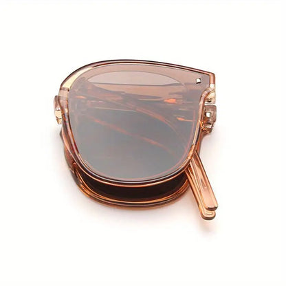 Lunettes de soleil polarisées pliables unisexes élégantes – Monture carrée avec décor de rivets, style sportif pour la pêche et les activités de plein air, lunettes légères et décontractées 