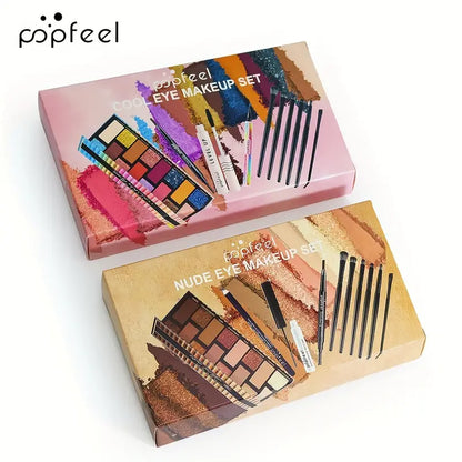 Mini Eye Makeup Set Glitter Eyeshadow Eyebrow Pencil Eyeliner Mascara With Brush Set Eye Makeup Gift Set