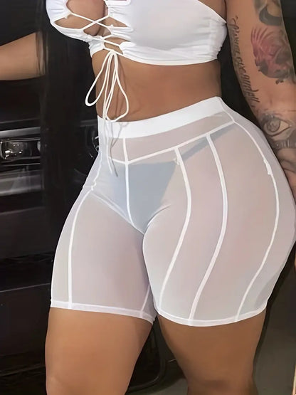 Sexy Summer Workout Shorts: Sheer Slim High Waist Shorts for Women