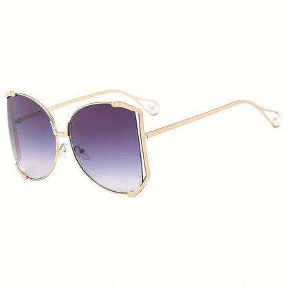 Oversized Butterfly Sunglasses For Women Faux Pearl Decor Hollow Out Sun Shades For Beach Party Travel