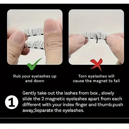 Quick & Easy Reusable Magnetic Eyelashes: Natural Look, 0.07mm Thickness, 10-12mm Length, B Curl, Glue-Free, Beginner-friendly, Includes Curler & Mirror