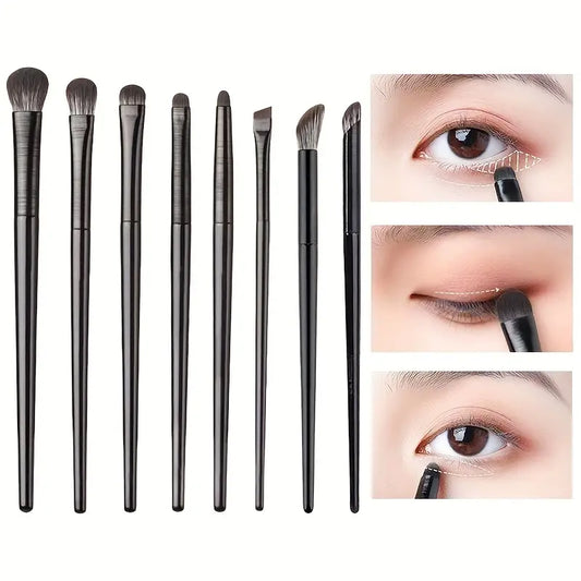 8pcs Eyeshadow Brush Set For Blending, Smudging, Winged Liner, Crease, Highlighting, Small Detailing And More, For Delicate Eye Makeup