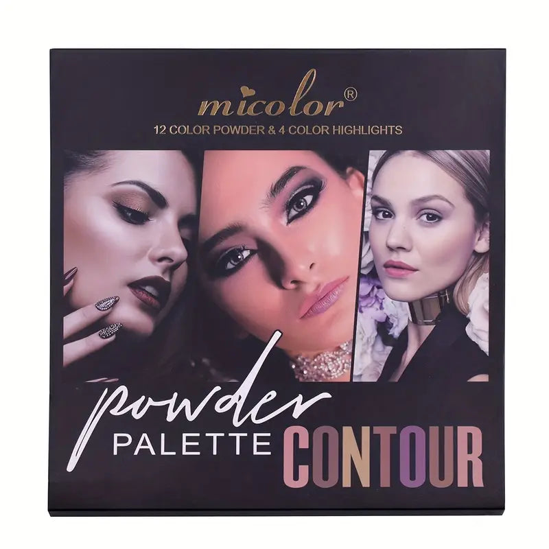 16-Color Contouring Powder Palette, Matte & Waterproof, Universally Flattering & Sulfate Free, Boosts Coverage with Delicate Texture for All Skin Types