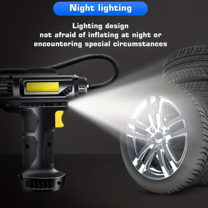 Portable Car Air Compressor, 120W Wireless Handheld Car Inflatable Pump Electric, Automobiles Tire Inflator With LED Light For Car