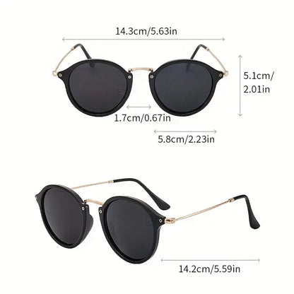 Round Fashion Sunglasses For Women Men Retro Mirror Lens Glasses For Travel Beach Party