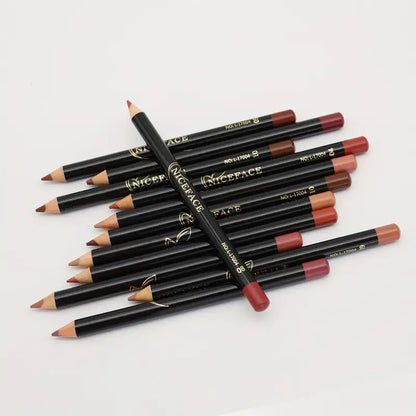 Waterproof, Smudge-Free Matte Lip Liner Set in 12 Vibrant Shades: Long-lasting, Easy-to-Apply Paste Form in a Charming Makeup Gift Box