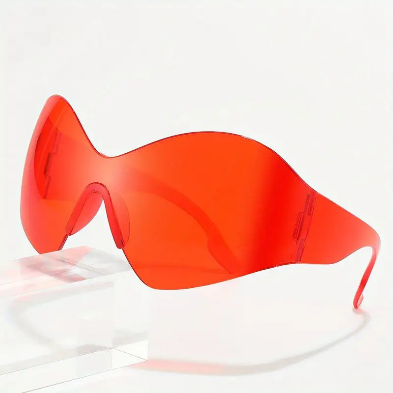 Y2K One-piece Fashion Sunglasses For Women Men Futuristic Full Wrap Around Outdoor Glasses For Cycling Beach Party Club