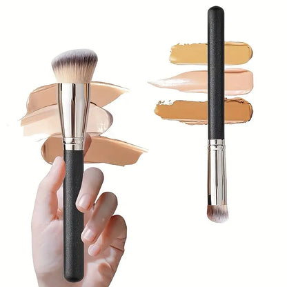 Ensemble de 3 pinceaux de maquillage professionnels – Fond de teint incliné, correcteur plat et mini pinceaux plats pour estomper, pointiller, contour du nez – Poils en nylon, manche en plastique ABS, non parfumé, peau normale 