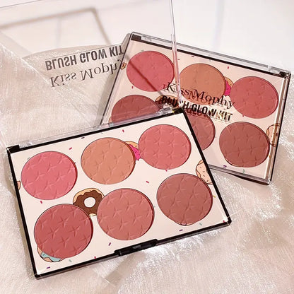 6-Color Matte Blush Palette for All Skin Tones - Waterproof, Long-lasting, Hypoallergenic, Coral/Pink/Red Shades & Cruelty-Free