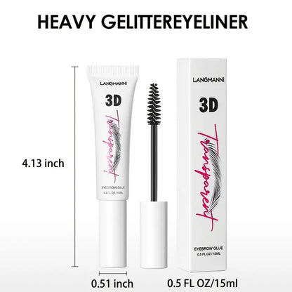 Eyebrow Gel, 0.5 Oz Clear Eyebrow Fixing Gel, Clear Waterproof Eyebrow Styling Gel, 3D Eyebrow Liquid Gel Natural Eyebrow Makeup