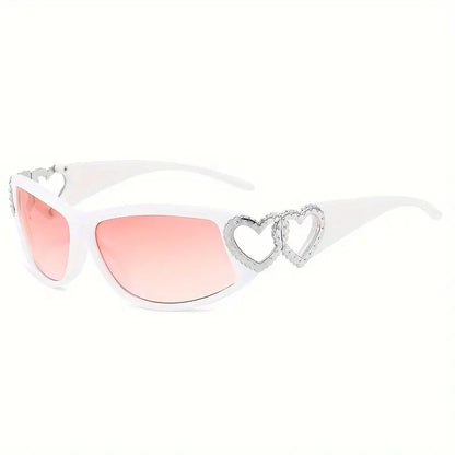 Y2K Heart Fashion Sunglasses For Women Wrap Around Gradient Fashion Sun Shades For Beach Pary Prom