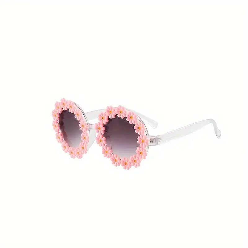 Daisy Decor Round Frame Sunglasses For Women Men Gradient Lens Clear Frame Glasses Photo Prop Eyewear