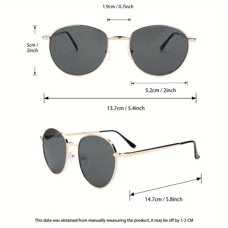 Oval Metal Frame Sunglasses For Women Retro Fashion Anti Glare Sun Shades For Vacation Beach Party