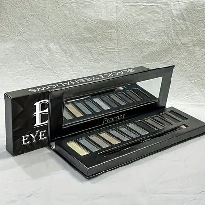 Edgy Goth Glam : Palette de fards à paupières 12 couleurs sans sulfate avec des tons noirs, marron et neutres fumés - De délicieux choix mats et chatoyants pour des looks inoubliables 