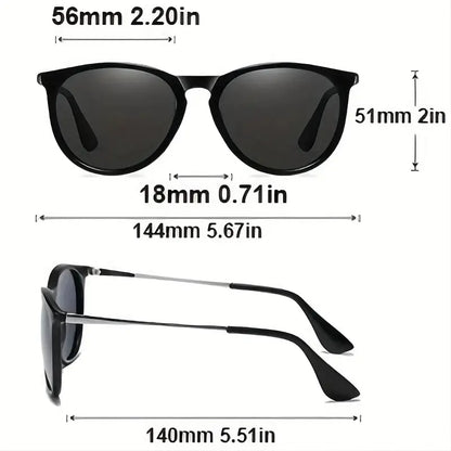 Polarized Round Fashion Sunglasses For Women Men Retro Tortoiseshell Vintage Sun Shades