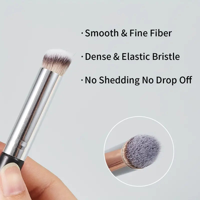 Under Eye Concealer Brush Mini Angled Flat Top Kabuki Nose Contour Brush Soft Dense Bristles Full Coverage For Concealing Blending Setting Buffing With Powder Liquid Cream Cosmetic Pro Small Makeup Foundation Brush