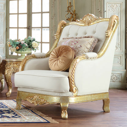 3pc Sofa Set Living Room Set in Metallic Antique Gold