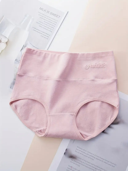 4pcs Solid Soft Briefs, Comfy High Waist Intimates Panties, Women's Lingerie & Underwear